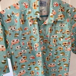Men’s Retro Campers Print Western Shirt